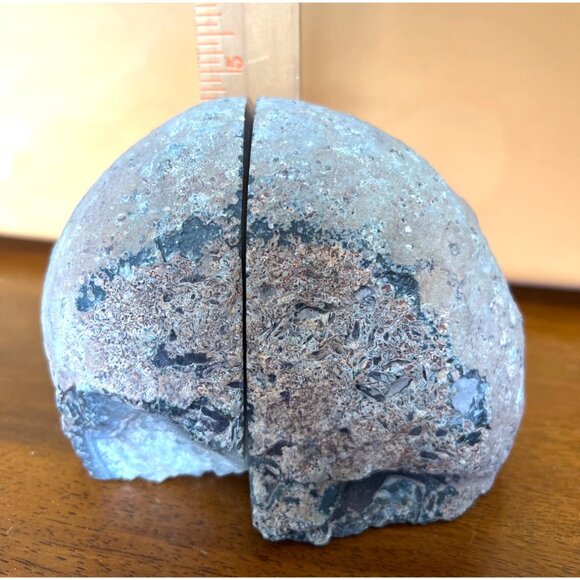 Natural Agate Geode Bookends With Polished Crystal Interior & Felt Pads - Picture 7 of 8